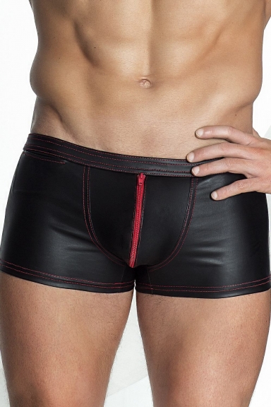 Boxer à zip rouge - Noir Handmade