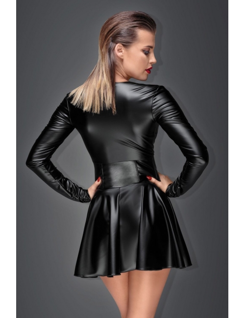 Robe wetlook avec serre-taille - Noir Handmade