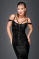 Corset wetlook et dentelle - Noir Handmade