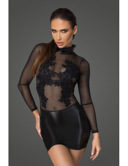 Robe à broderies "VIP" - Noir Handmade