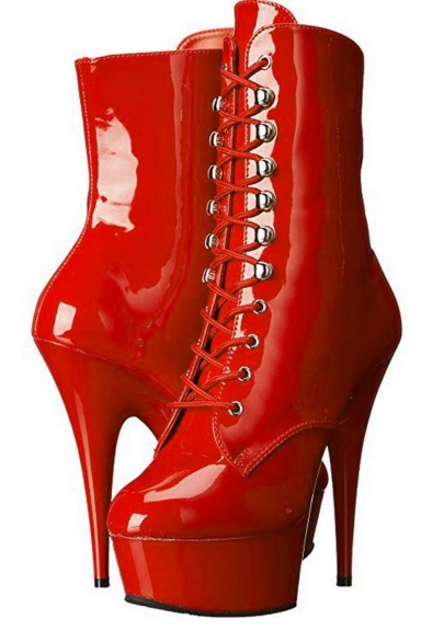 Bottines vinyle rouge - Pleaser