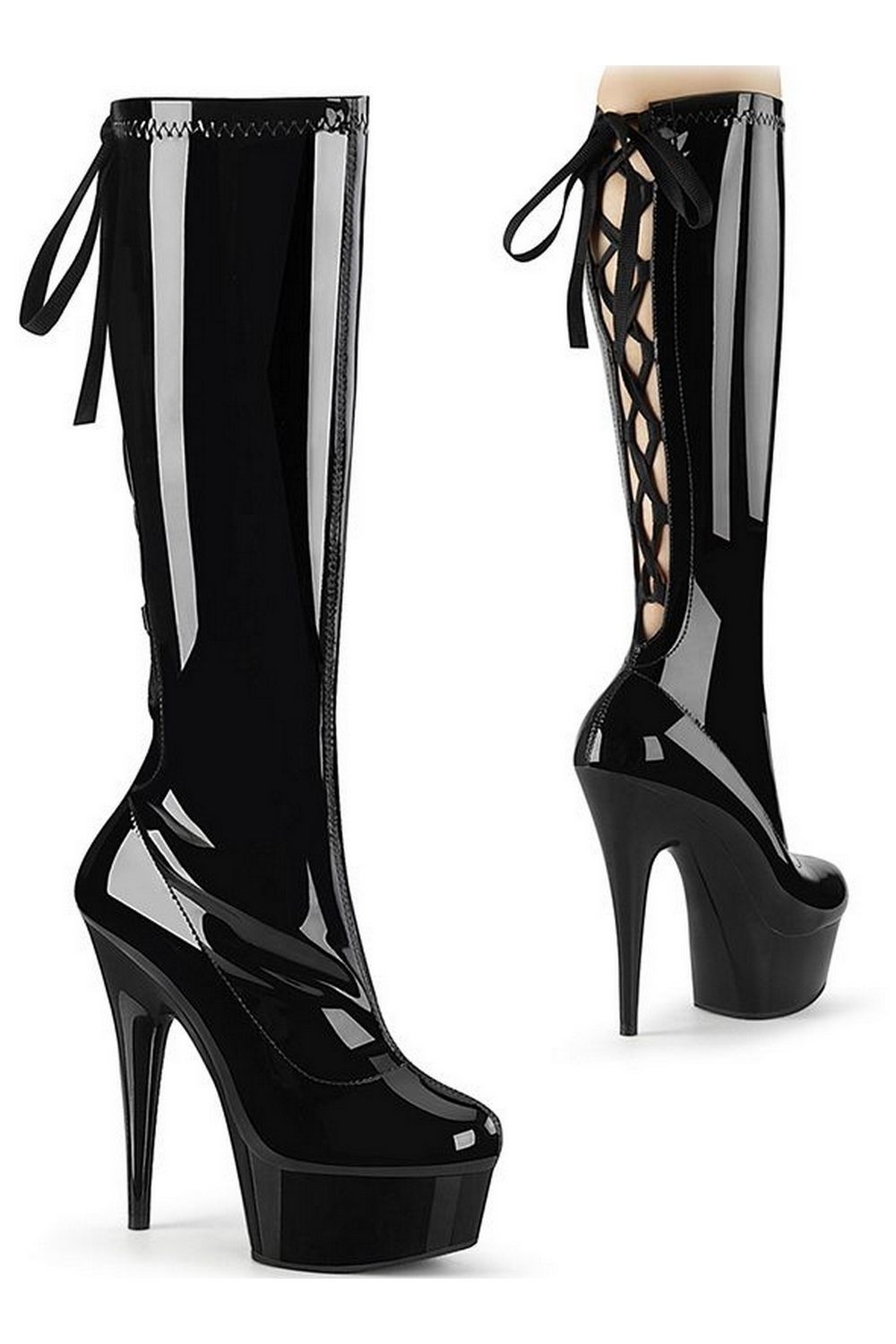 Bottes vinyle à laçage - Pleaser Bottes vinyle à laçage - Pleaser