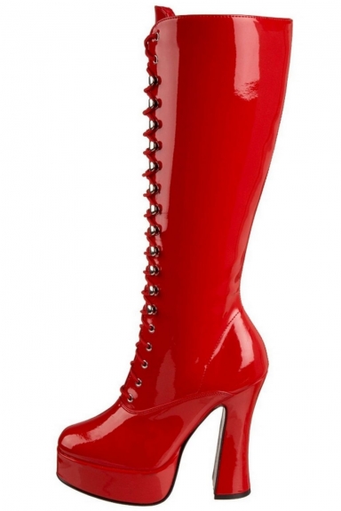 Bottes rouges à talon carré - Pleaser