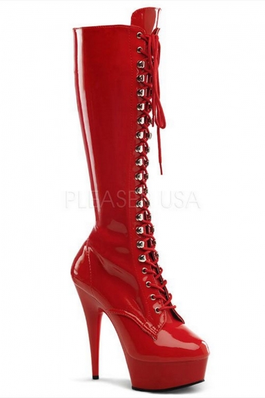 Bottes en vinyle rouge - Pleaser