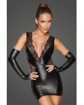 Robe wetlook et dentelle - Noir Handmade