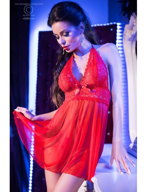 Babydoll rouge dos-nu - Chilirose