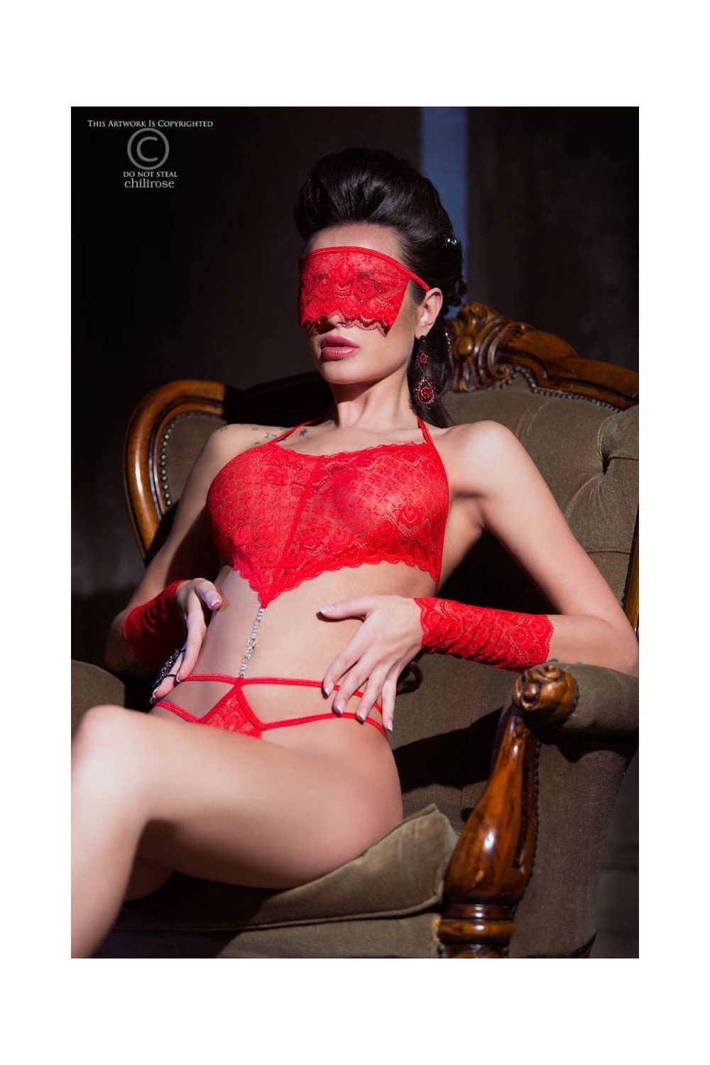 Ensemble body+masque+manchettes - Chilirose