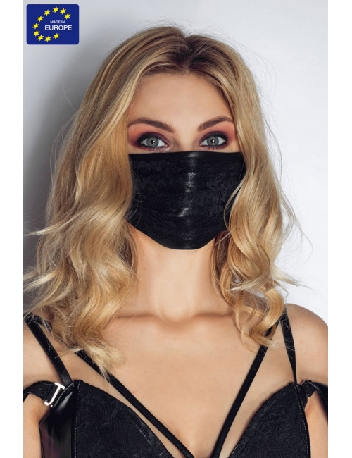 Masque facial wetlook et dentelle - Noir Handmade