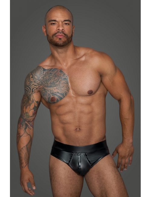 Boxer homme effet cuir noir avec zip - Sharon33