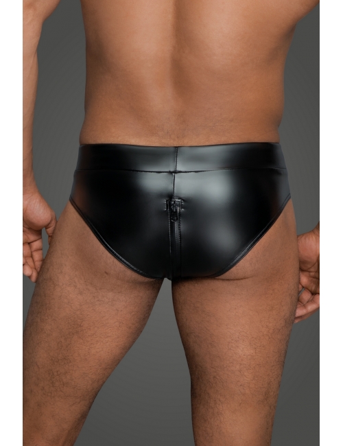 Slip wetlook avec zip - Noir Handmade