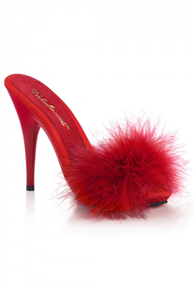 Mules marabout rouge - Pleaser