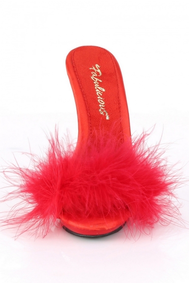 Mules marabout rouge - Pleaser