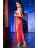 Robe longue fendue dentelle rouge - Chilirose Robe longue fendue dentelle rouge - Chilirose