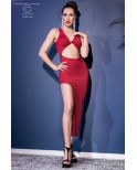 Robe longue rouge à découpes - Chilirose