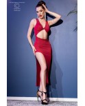 Robe longue rouge à découpes - Chilirose