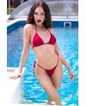 Ensemble bikini string 3 pièces rouge - Chilirose