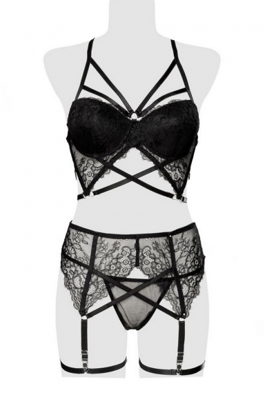 Ensemble de lingerie dentelle harnais - Grey Velvet