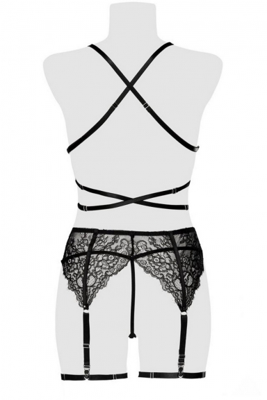 Ensemble de lingerie dentelle harnais - Grey Velvet