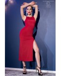 Robe longue élégante fendue rouge - Chilirose Robe longue élégante fendue rouge - Chilirose