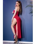 Robe longue une bretelle fendue rouge - Chilirose Robe longue une bretelle fendue rouge - Chilirose