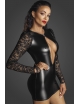 Robe wetlook manches en dentelle - Noir Handmade