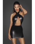 Robe wetlook poitrine croisée - Noir Handmade