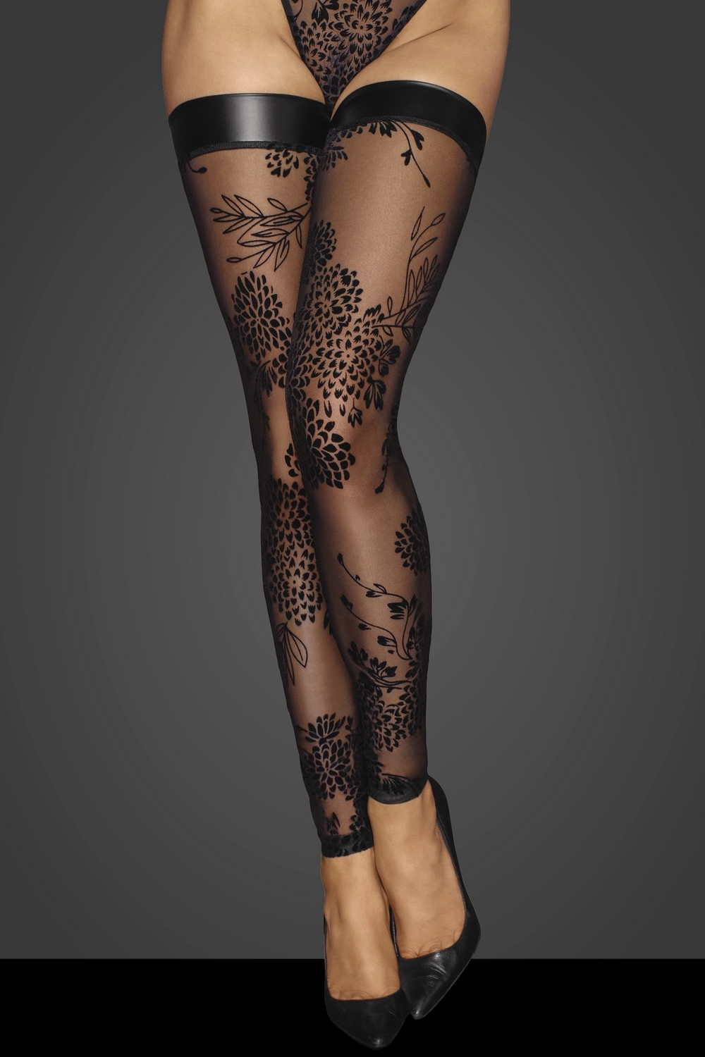 Bas sans pieds à motif floral - Noir Handmade