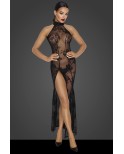 Robe longue transparente fendue - Noir Handmade