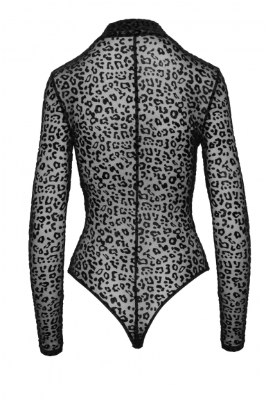 Body léopard à manches - Noir Handmade