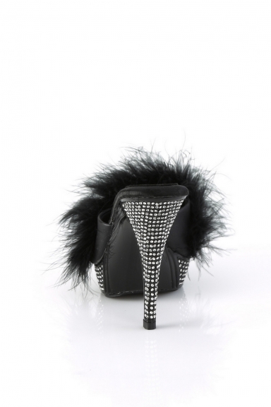 Mules fourrure et strass noir - Pleaser