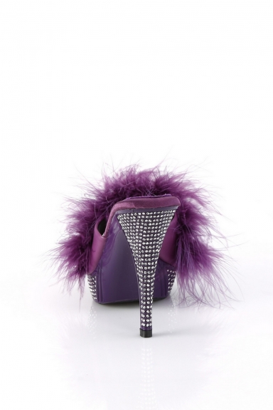 Mules fourrure et strass violet - Pleaser
