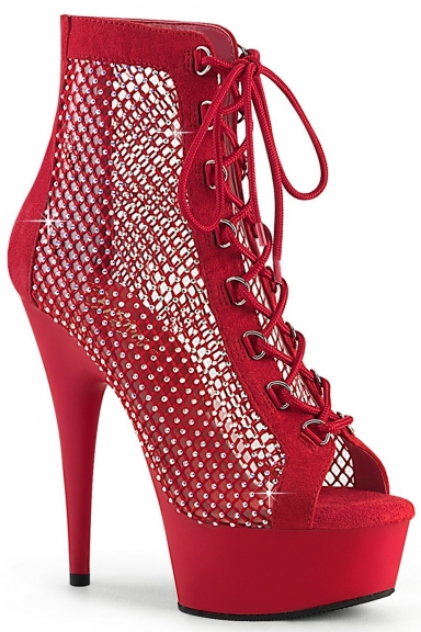 Bottines ouvertes rouges à strass - Pleaser