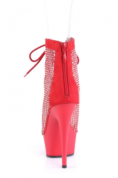 Bottines ouvertes rouges à strass - Pleaser