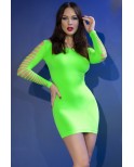 Robe clubwear à manches vert néon - Chilirose