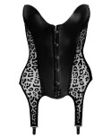 Corset léopard à jarretelles - Noir Handmade