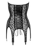 Corset léopard à jarretelles - Noir Handmade