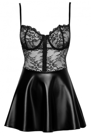 Robe patineuse bustier en dentelle - Noir Handmade