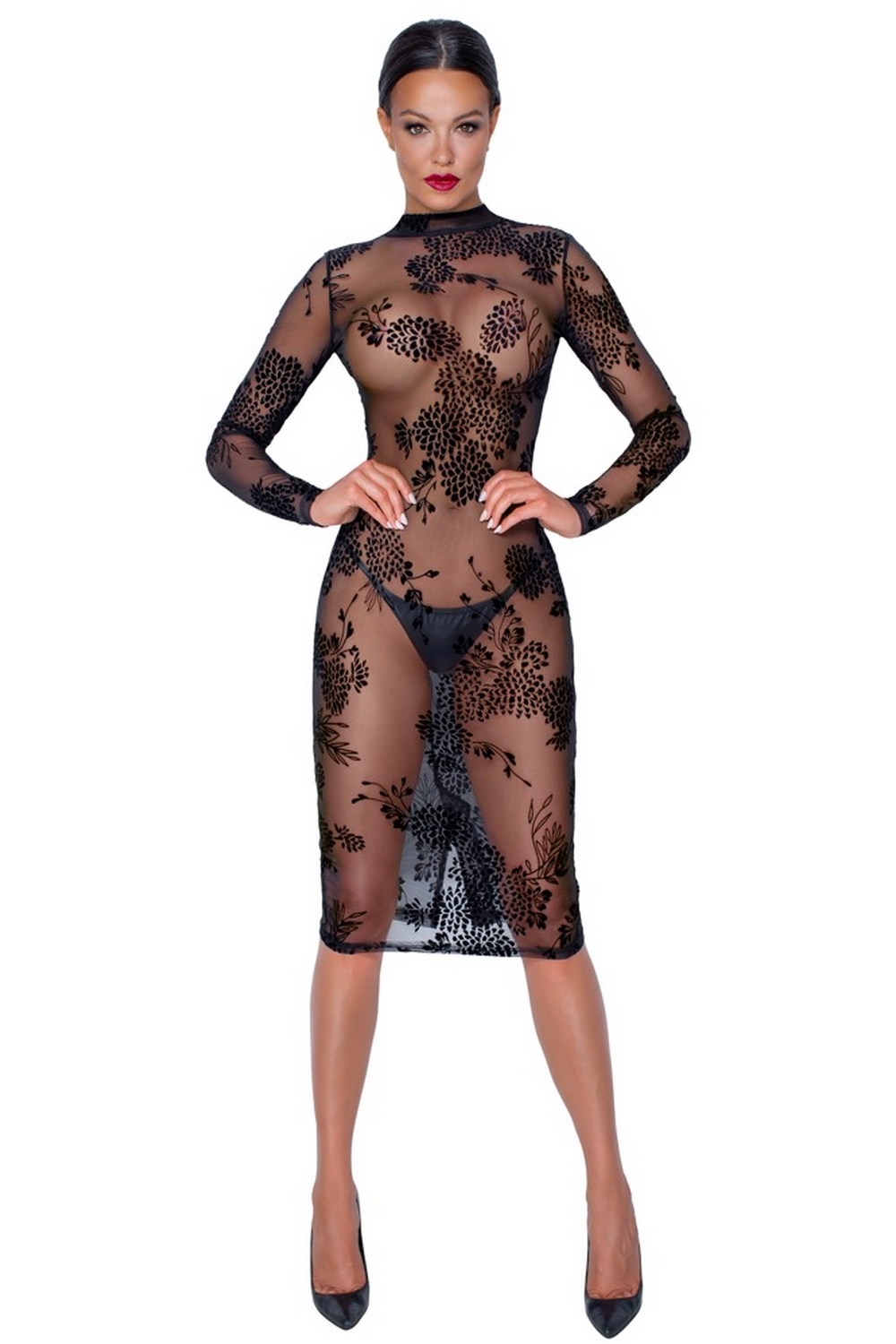 Robe crayon transparente à manches - Noir Handmade Robe crayon transparente à manches - Noir Handmade