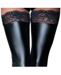 Bas wetlook jarretière dentelle - Noir Handmade