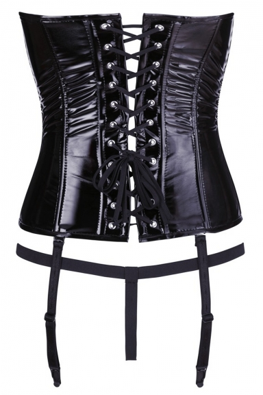 Corset en vinyle jarretelles amovibles - Black Level