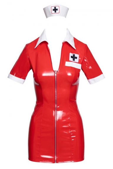 Robe infirmière vinyle rouge - Black Level
