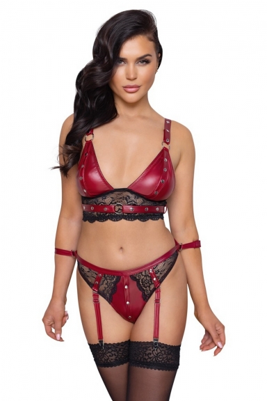 Lingerie rouge avec attaches - Cottelli Bondage