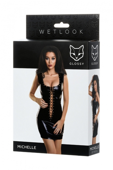 Robe wetlook à laçages - Glossy Fetish Lingerie