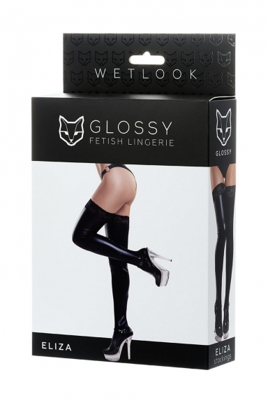 Bas wetlook et dentelle - Glossy Fetish Lingerie