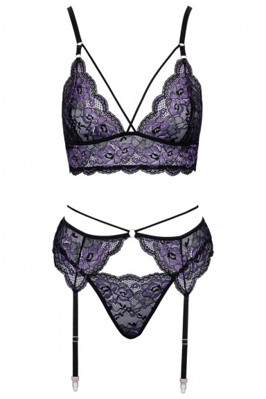 Lingerie noire et mauve - Cottelli