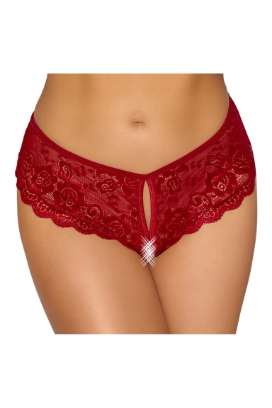 Shorty fendu dentelle rouge - Cottelli Lingerie