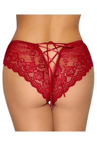 Shorty fendu dentelle rouge - Cottelli Lingerie