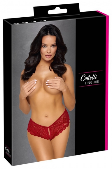 Shorty fendu dentelle rouge - Cottelli Lingerie