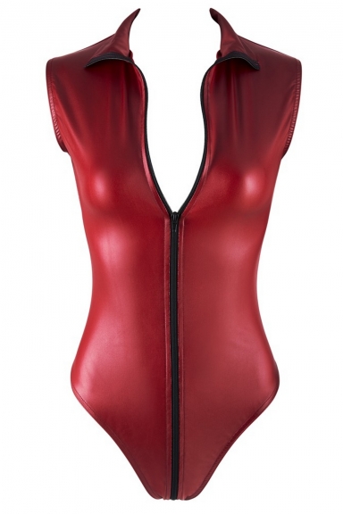 Body rouge avec zip - Cottelli Party