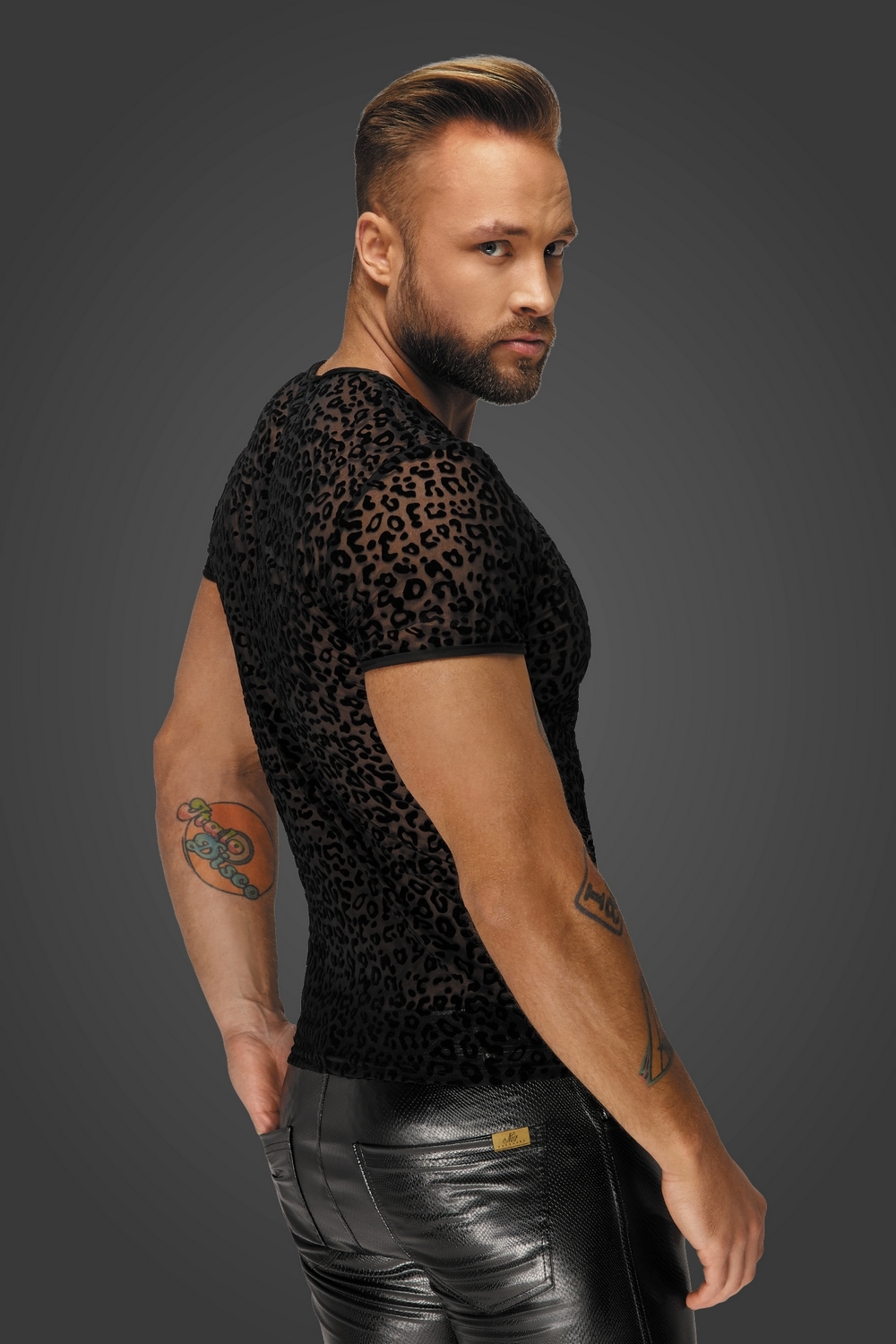 T-shirt transparent homme motif léopard - Noir Handmade